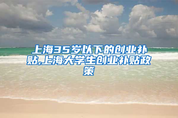 上海35岁以下的创业补贴,上海大学生创业补贴政策