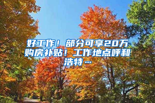 好工作！部分可享20万购房补贴！工作地点呼和浩特…