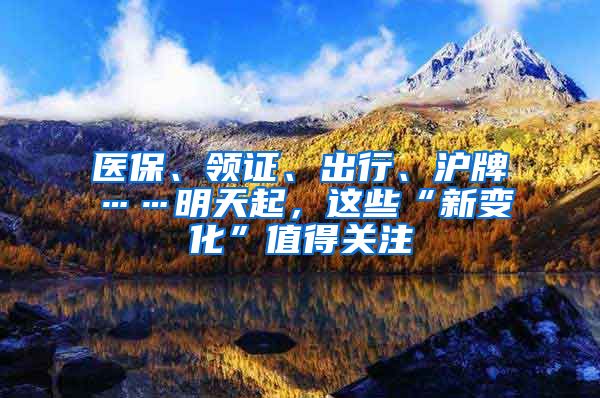 医保、领证、出行、沪牌……明天起，这些“新变化”值得关注