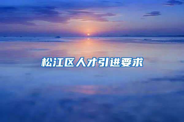 松江区人才引进要求