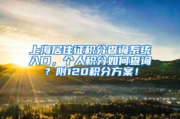 上海居住证积分查询系统入口，个人积分如何查询？附120积分方案！