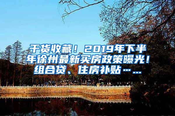干货收藏！2019年下半年徐州最新买房政策曝光！组合贷、住房补贴…...