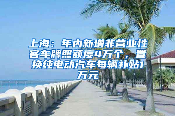 上海：年内新增非营业性客车牌照额度4万个，置换纯电动汽车每辆补贴1万元