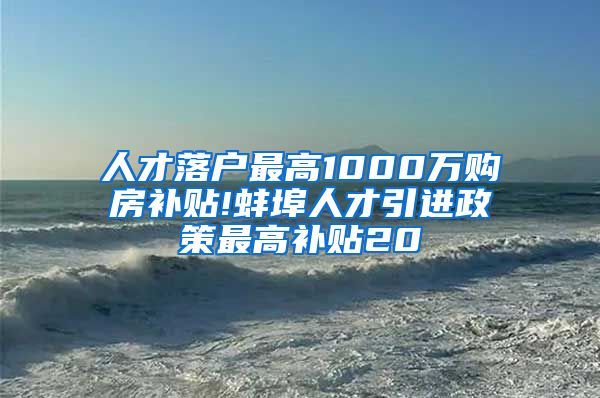 人才落户最高1000万购房补贴!蚌埠人才引进政策最高补贴20
