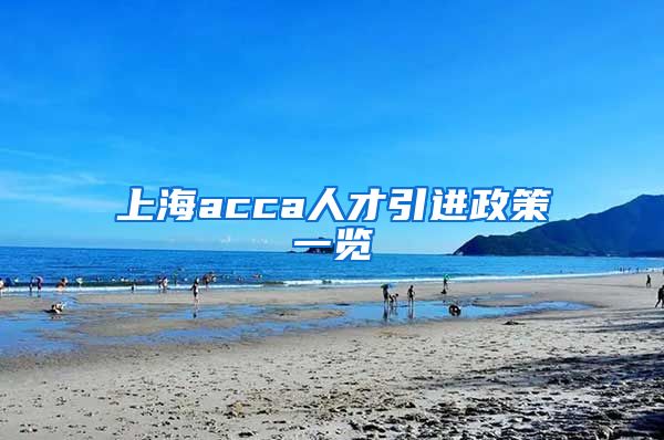 上海acca人才引进政策一览