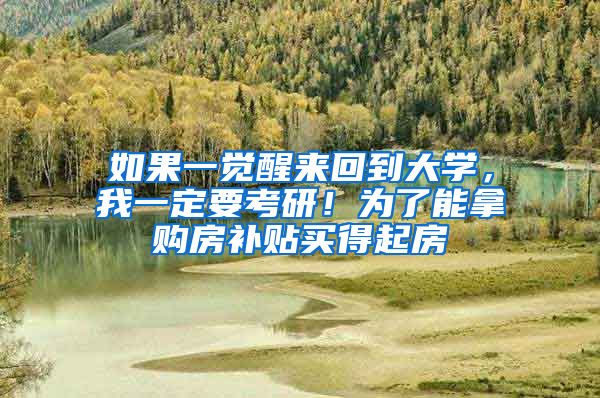 如果一觉醒来回到大学，我一定要考研！为了能拿购房补贴买得起房