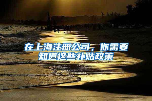 在上海注册公司，你需要知道这些补贴政策
