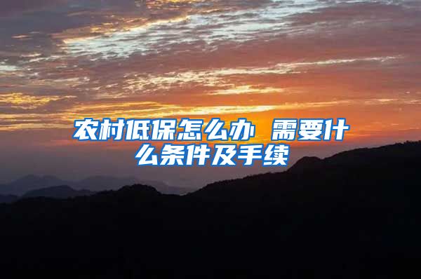 农村低保怎么办 需要什么条件及手续