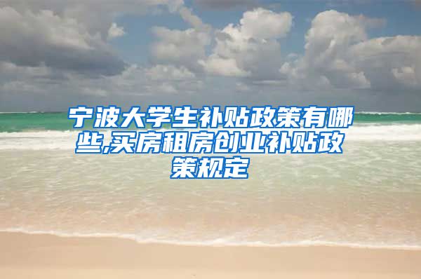 宁波大学生补贴政策有哪些,买房租房创业补贴政策规定