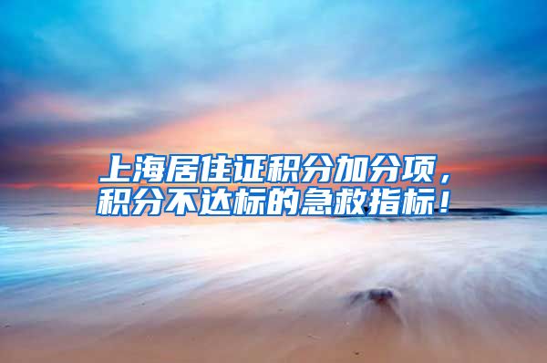 上海居住证积分加分项，积分不达标的急救指标！