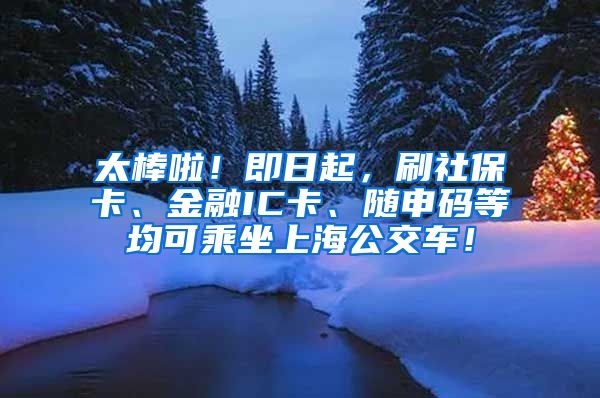太棒啦！即日起，刷社保卡、金融IC卡、随申码等均可乘坐上海公交车！