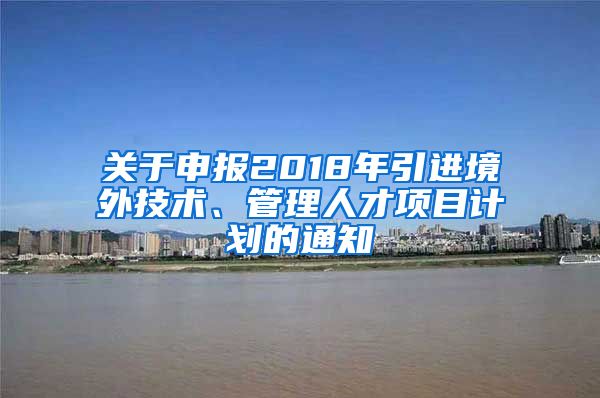 关于申报2018年引进境外技术、管理人才项目计划的通知
