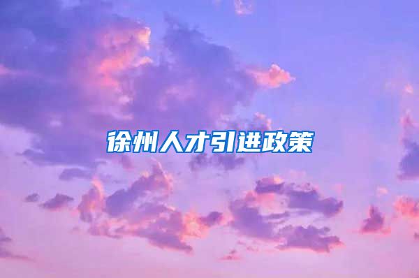 徐州人才引进政策