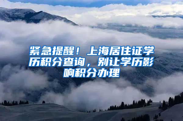 紧急提醒！上海居住证学历积分查询，别让学历影响积分办理