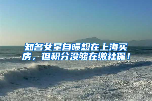 知名女星自曝想在上海买房，但积分没够在缴社保！