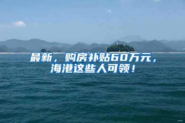 最新，购房补贴60万元，海港这些人可领！