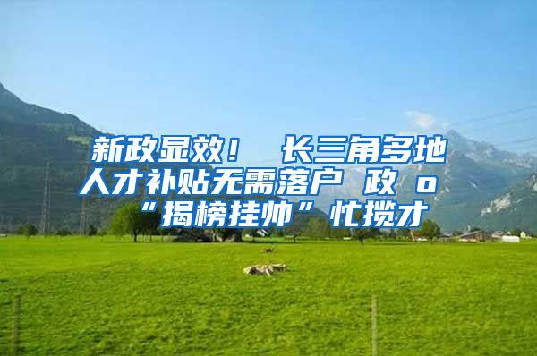 新政显效！ 长三角多地人才补贴无需落户 政府“揭榜挂帅”忙揽才