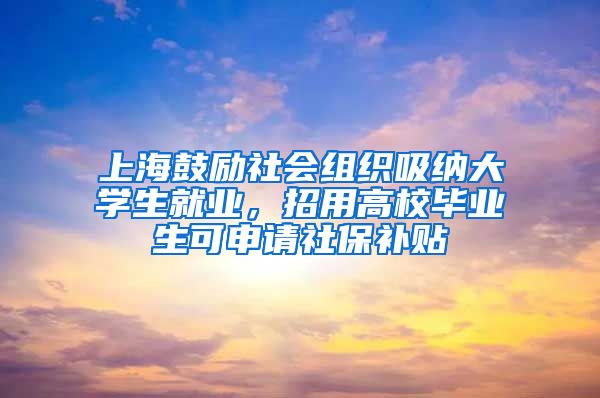 上海鼓励社会组织吸纳大学生就业，招用高校毕业生可申请社保补贴