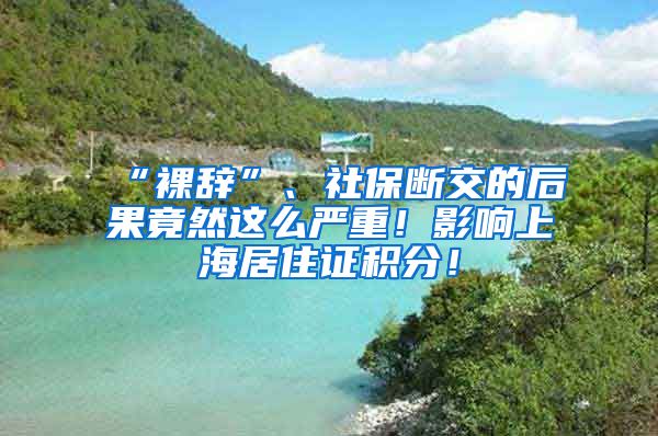 “裸辞”、社保断交的后果竟然这么严重！影响上海居住证积分！