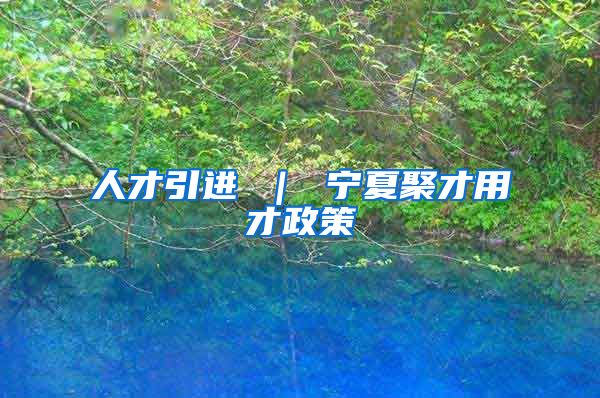 人才引进 ｜ 宁夏聚才用才政策