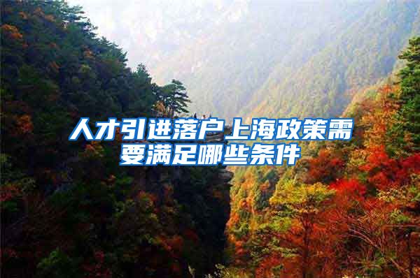 人才引进落户上海政策需要满足哪些条件