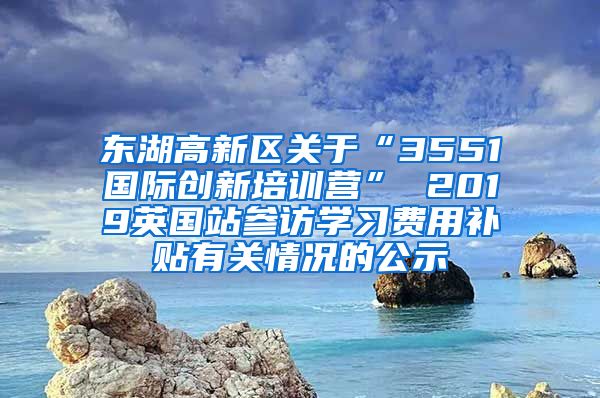 东湖高新区关于“3551国际创新培训营” 2019英国站参访学习费用补贴有关情况的公示