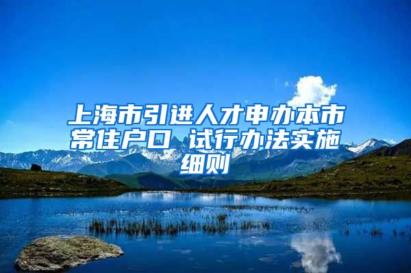 上海市引进人才申办本市常住户口 试行办法实施细则