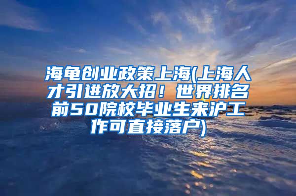 海龟创业政策上海(上海人才引进放大招！世界排名前50院校毕业生来沪工作可直接落户)