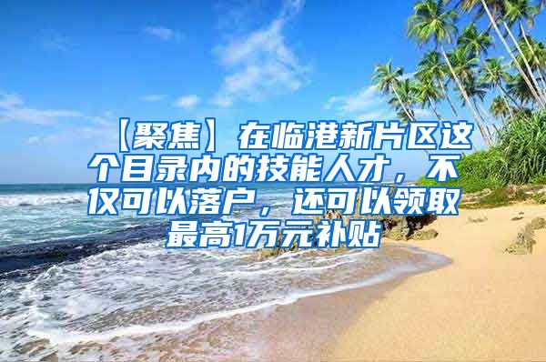 【聚焦】在临港新片区这个目录内的技能人才，不仅可以落户，还可以领取最高1万元补贴