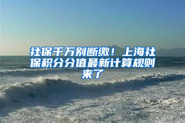 社保千万别断缴！上海社保积分分值最新计算规则来了