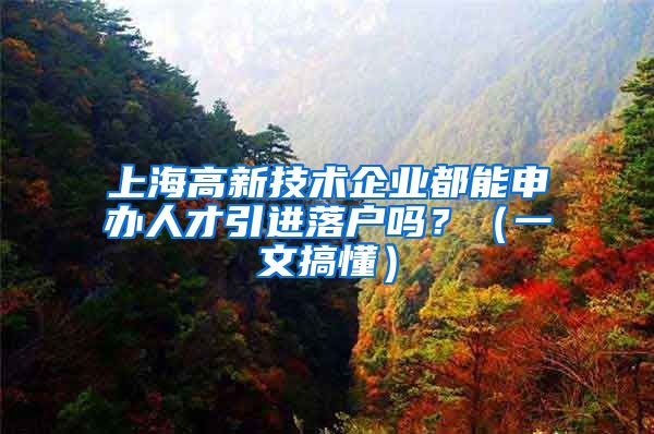 上海高新技术企业都能申办人才引进落户吗？（一文搞懂）