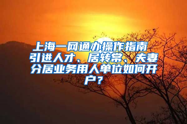 上海一网通办操作指南 引进人才、居转常、夫妻分居业务用人单位如何开户？
