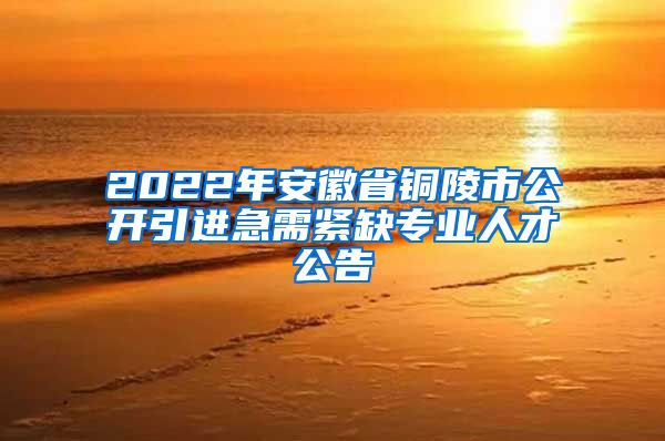 2022年安徽省铜陵市公开引进急需紧缺专业人才公告