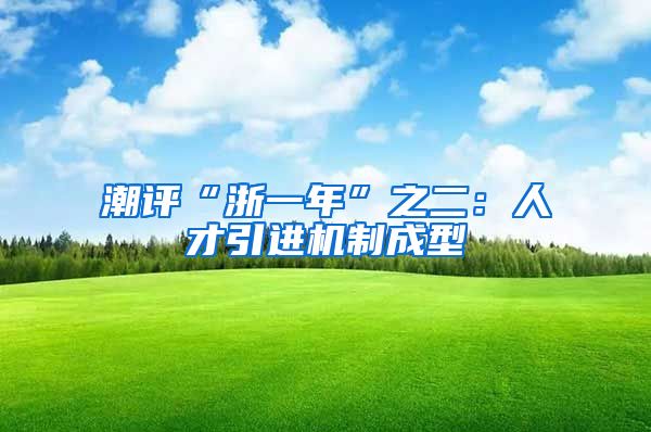 潮评“浙一年”之二：人才引进机制成型