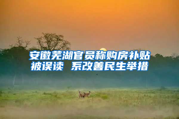 安徽芜湖官员称购房补贴被误读 系改善民生举措