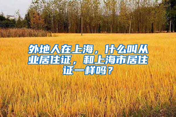 外地人在上海，什么叫从业居住证，和上海市居住证一样吗？