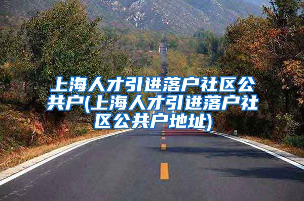 上海人才引进落户社区公共户(上海人才引进落户社区公共户地址)