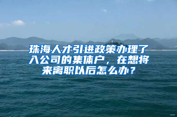 珠海人才引进政策办理了入公司的集体户，在想将来离职以后怎么办？