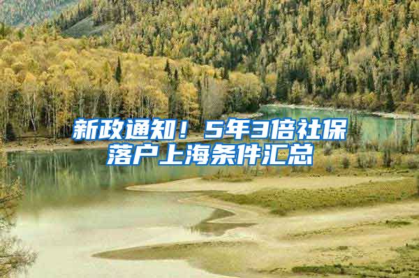 新政通知！5年3倍社保落户上海条件汇总