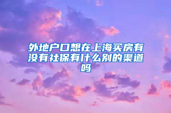 外地户口想在上海买房有没有社保有什么别的渠道吗