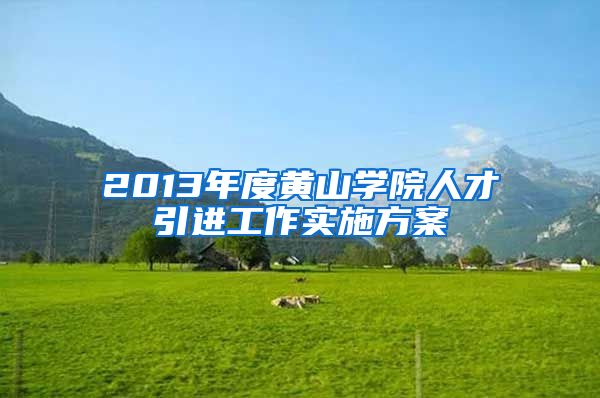 2013年度黄山学院人才引进工作实施方案
