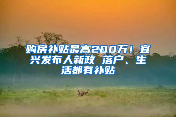 购房补贴最高200万！宜兴发布人新政 落户、生活都有补贴