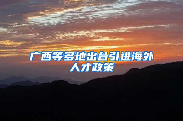 广西等多地出台引进海外人才政策