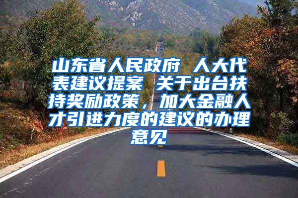 山东省人民政府 人大代表建议提案 关于出台扶持奖励政策，加大金融人才引进力度的建议的办理意见