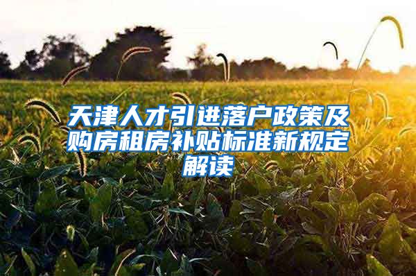天津人才引进落户政策及购房租房补贴标准新规定解读
