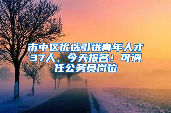 市中区优选引进青年人才37人，今天报名！可调任公务员岗位