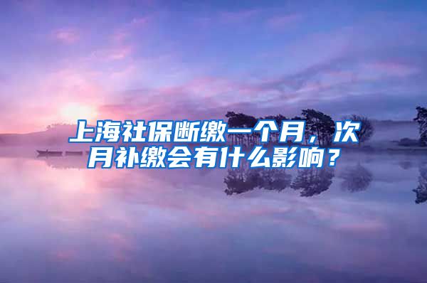 上海社保断缴一个月，次月补缴会有什么影响？