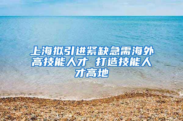 上海拟引进紧缺急需海外高技能人才 打造技能人才高地