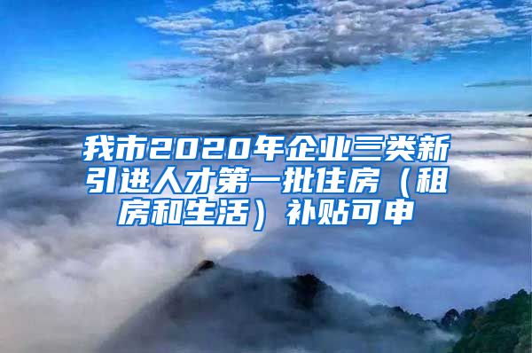 我市2020年企业三类新引进人才第一批住房（租房和生活）补贴可申