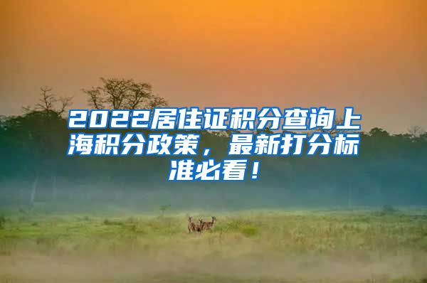 2022居住证积分查询上海积分政策，最新打分标准必看！